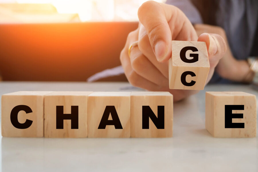 hand holding a block for the word chance to change