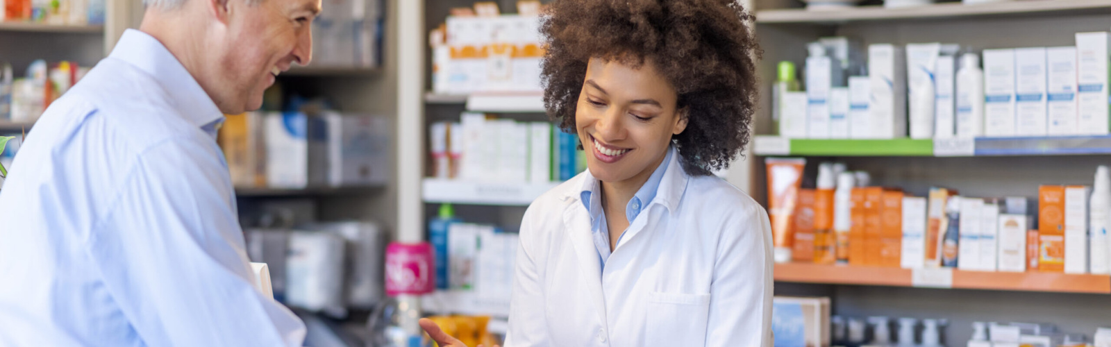 Pharmacist working with a patient