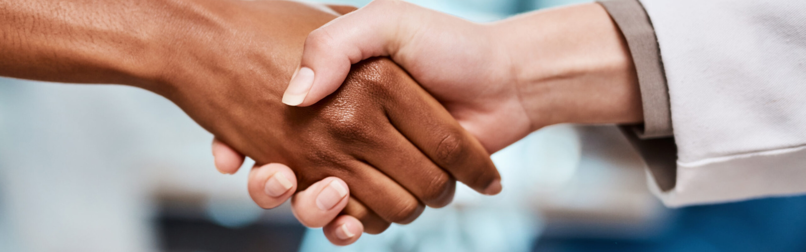 a handshake of two racially different people
