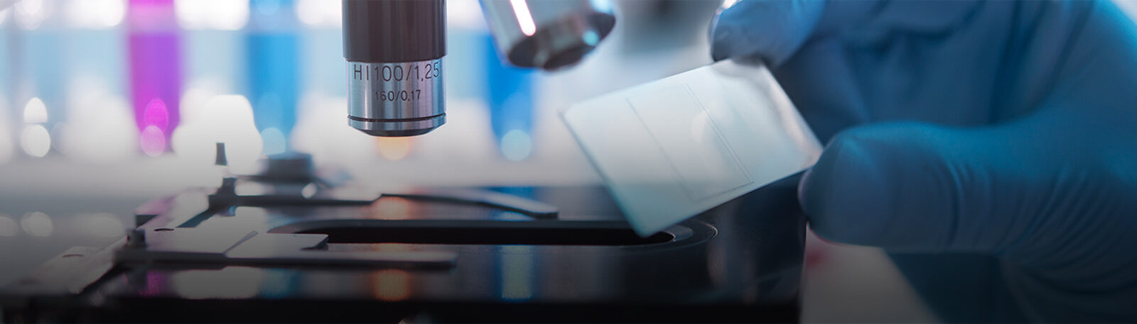 close up of microscope and slide