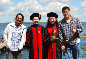 Ziyoung, Jiaoyang, Ao and Bin after Hooding Ceremony