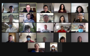 Tang research group on Zoom call April 2021, last day with Brett