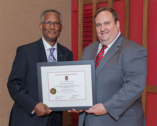 Hewitt W. "Ted" Matthews (left) with Dean Steve Swanson (right)