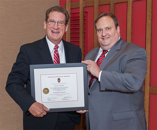 Citation recipient Steve Skolaski (left) with Dean Steve Swanson (right)