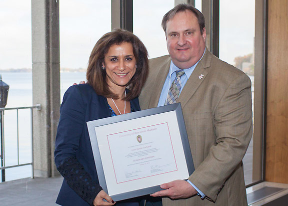 Citation recipient Azita Saleki-Gerhardt with Dean Steve Swanson