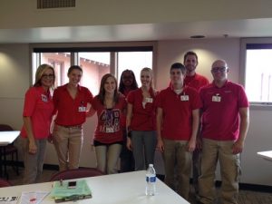 2015 “Only Leaves Should Fall” participants. Pictured above, left-right: Beth Martin, professor (CHS) Pharmacy Practice Division, Katherine Zimny, DPH-4, Lauren Hanson, DPH-4, Treashure Wade, DPH-2, Ellen Sheckler, DPH-2, Chris Bispig, DPH-2, Andrew Tenpas, DPH-2, Nathan Woolever, DPH-2.