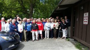 Former Dean Jeanette Roberts (Wisconsin sweatshirt, front row) enjoyed a visit with the Milwaukee Veteran Pharmacist Association.