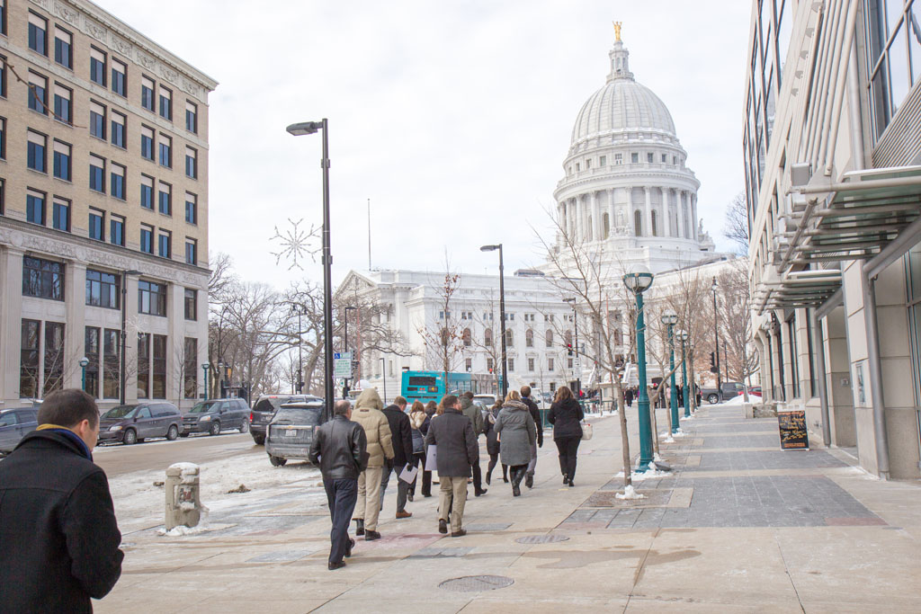 School of Pharmacy group walking towards Capitol Building