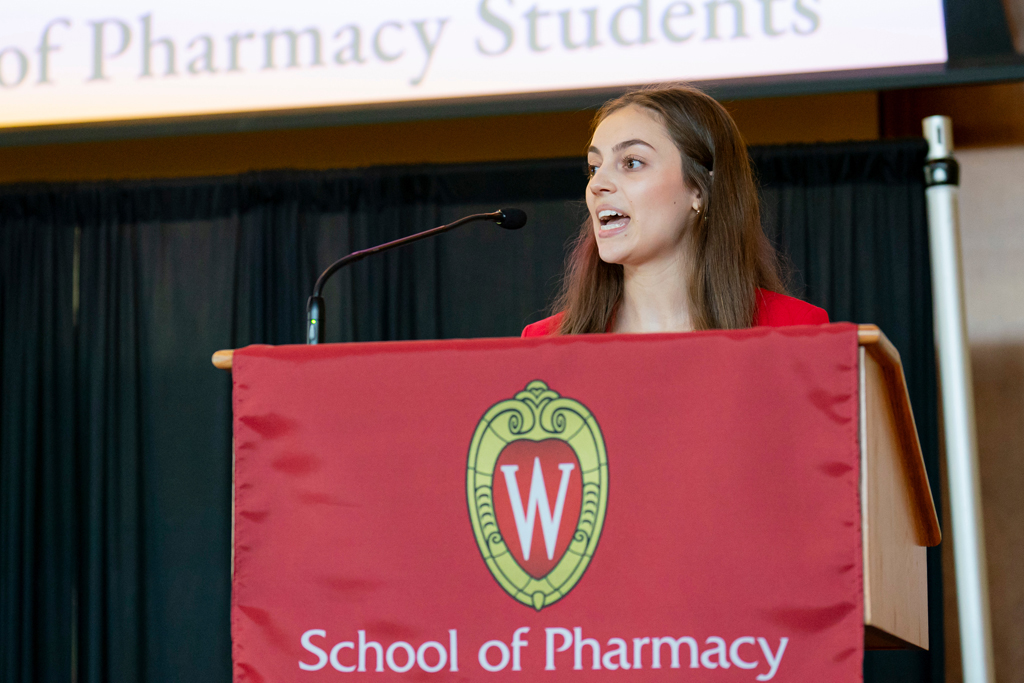 Woman speaking at podium