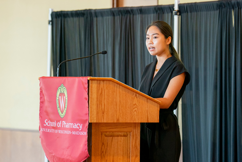 Woman speaking at podium