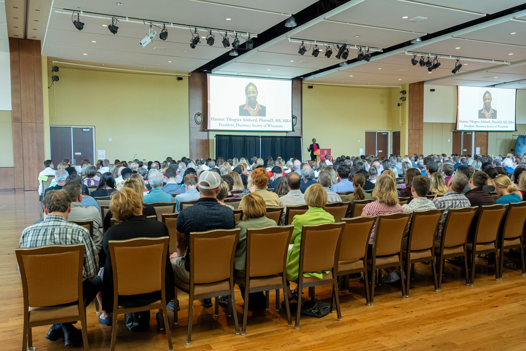 Shot of White Coat Ceremony from back of the room