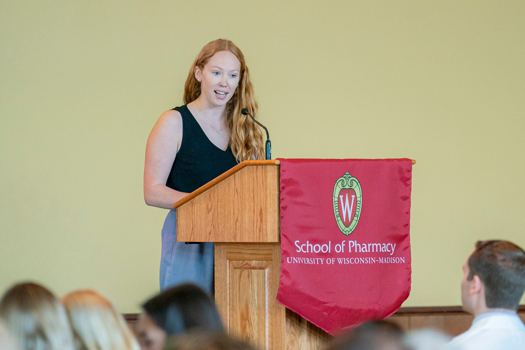 Woman speaking at podium