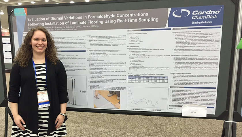 Heidi Reamer and her research poster about laminate flooring