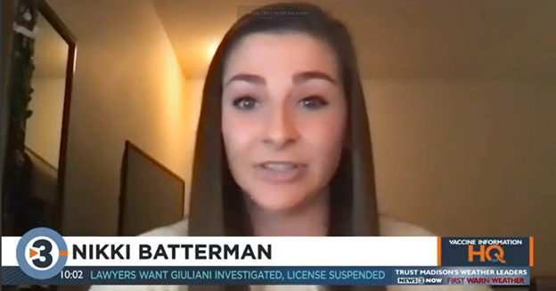 Nikki Batterman talking over video on Channel 3000