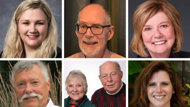 portraits of Amanda Hafer, Steve Bartz, Susan Kleppin, Thomas Blumenberg, Janet and James Hemmen, and Julie Dagam