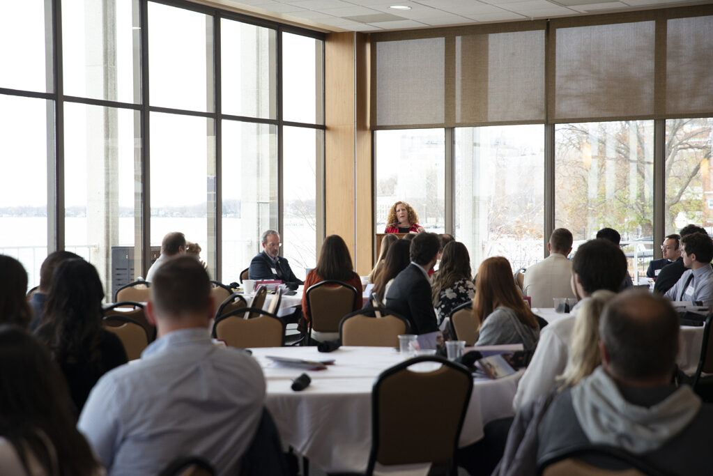 UW Chancellor Jennifer Mnookin speaks at the Fall 2022 Scholarship Brunch. | Photo by Ingrid Laas