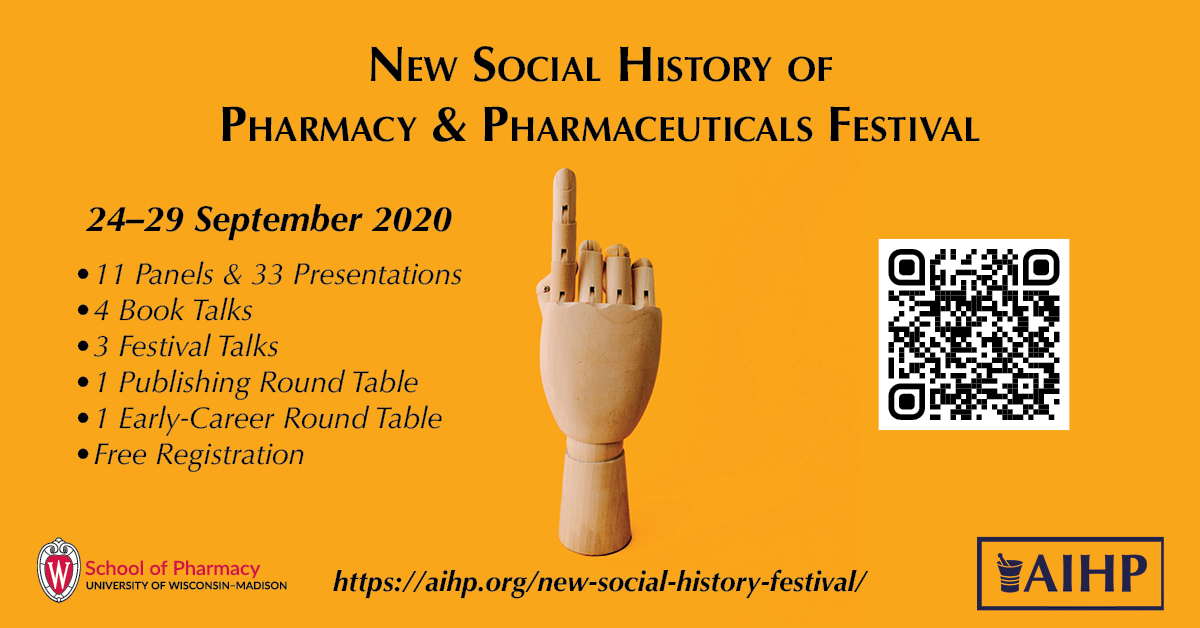 Presentation slide introducing New Social History of Pharmacy & Pharmaceuticals Festival