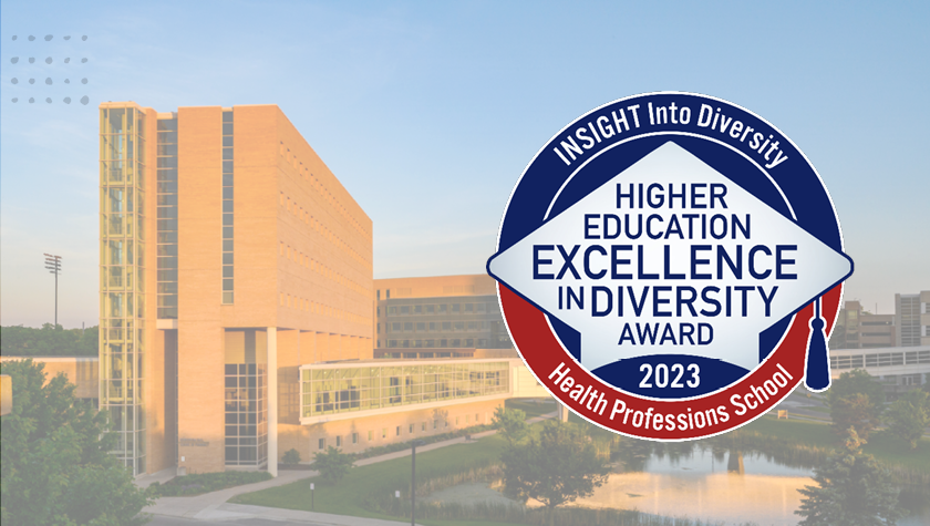 A photo of the School of Pharmacy with the 2023 HEED Award logo overlaid.