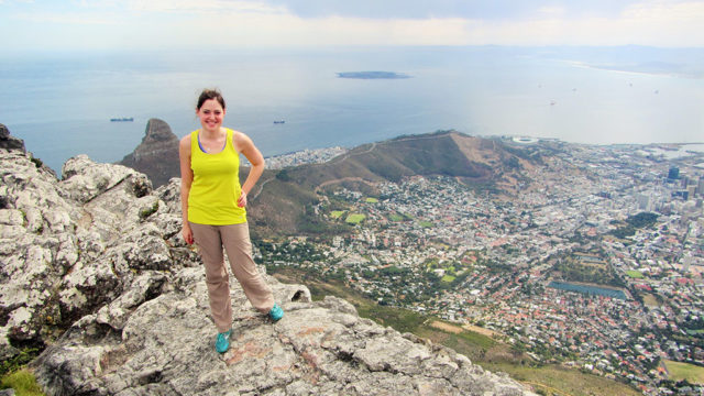 Laurel Legenza standing on a mountain in South Africa