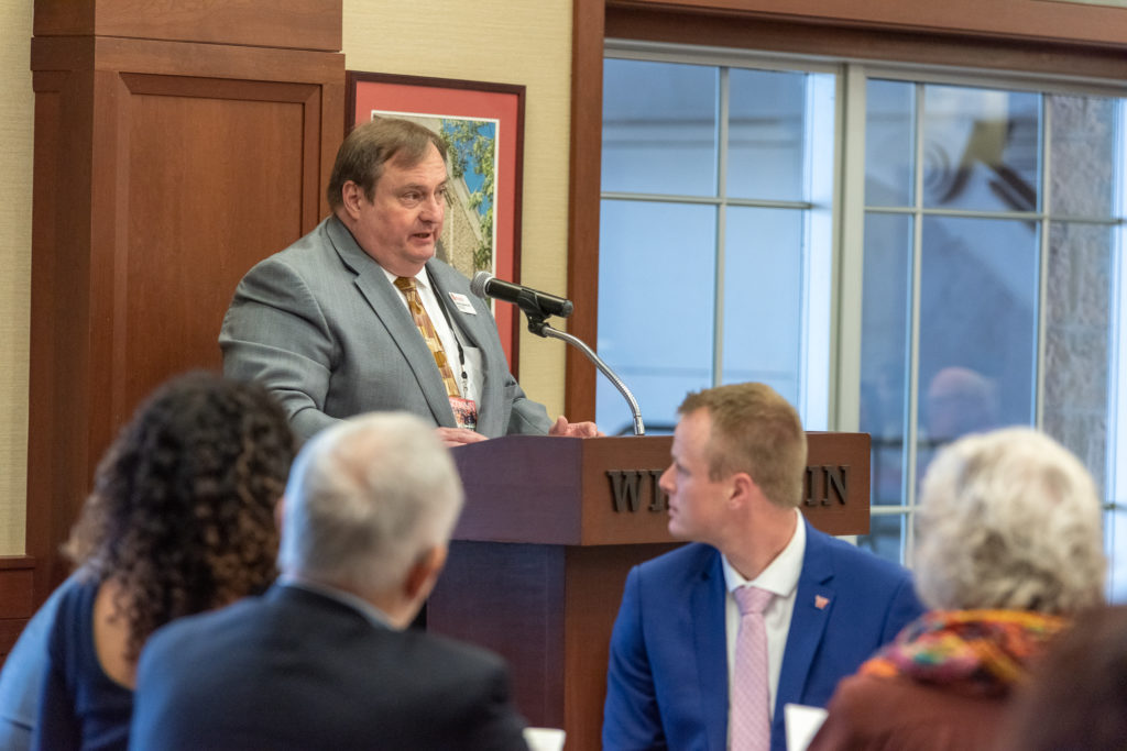 Professor Steven Swanson, the dean of the School, shares his ideas with students and celebrates their achievement.