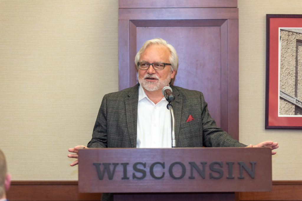 Professor Jeff Johnson delivers his speech during the ceremony.