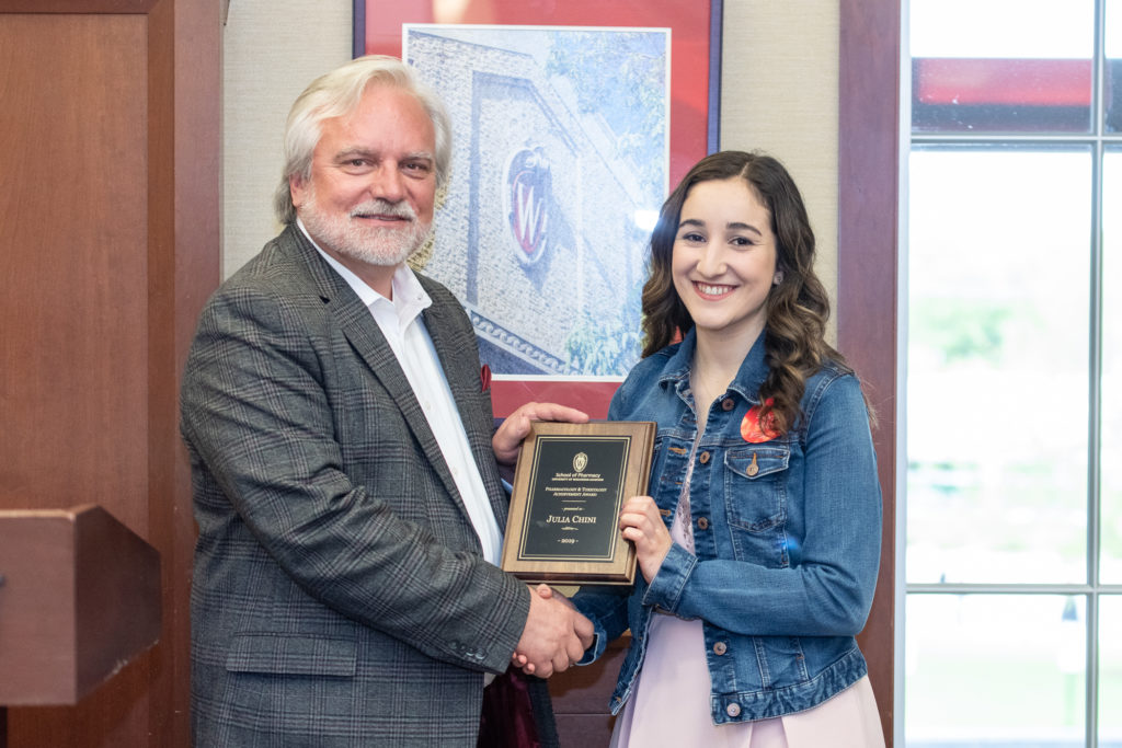 Professor Jeff Johnson with PharmTox Achievement Award winner, Julia Chini.