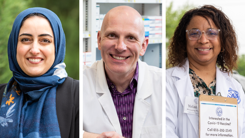 portraits of Dalia Saleh, John Lemke, and Yolanda Tolson