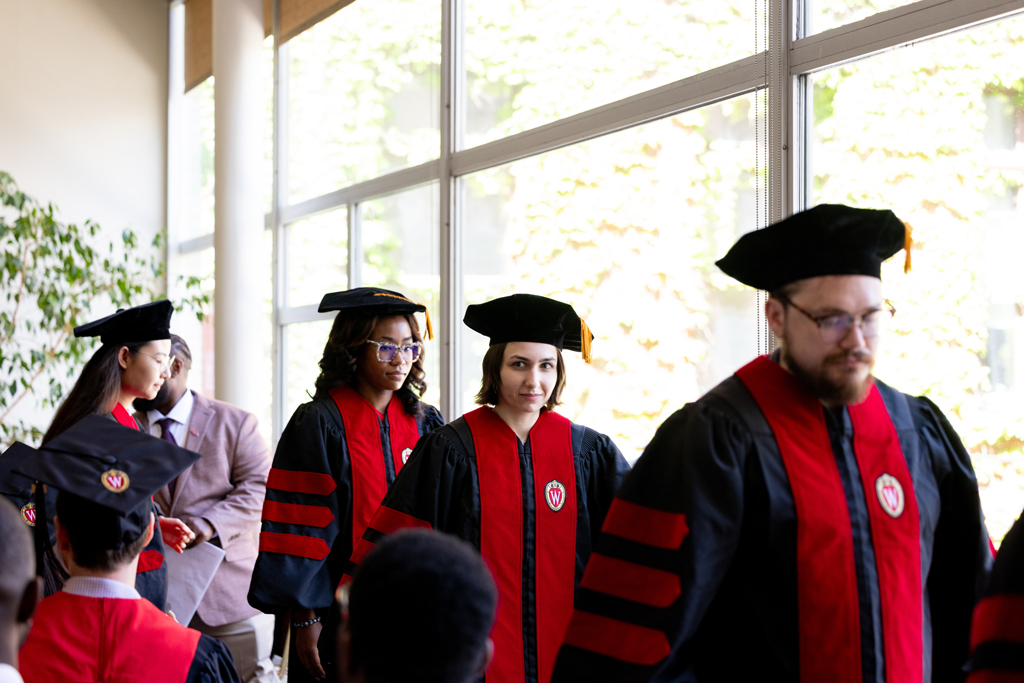 Graduates line up for the ceremony