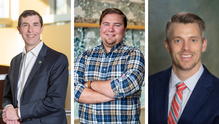 Chris Barron (BS ’97), Tyler Prickette (PharmD ’17), and Tony Knutson (PharmD ’20).