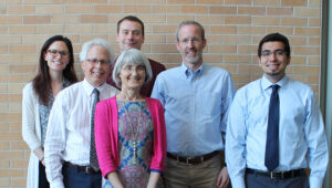 (Left to right) Associate Professor Casey Gallimore, Associate Professor Bob Breslow, Assistant Professor Kevin Look, Professor Mara Kieser, Professor David Mott, and Assistant Professor Ed Portillo.