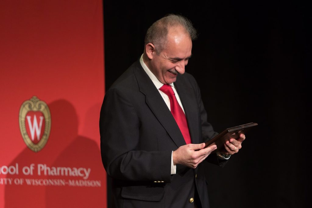 Sandro Mecozzi, honored by Teacher of the Year, gives his keynote speech at the ceremony.