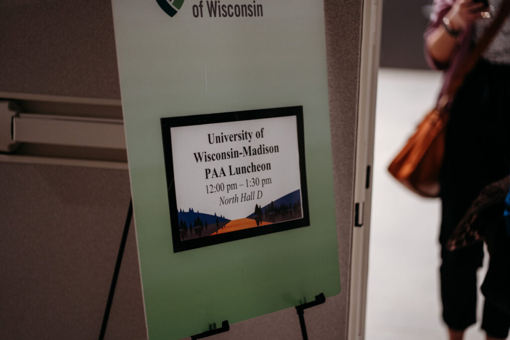 The sign marking the room as the location of the PAA Luncheon.