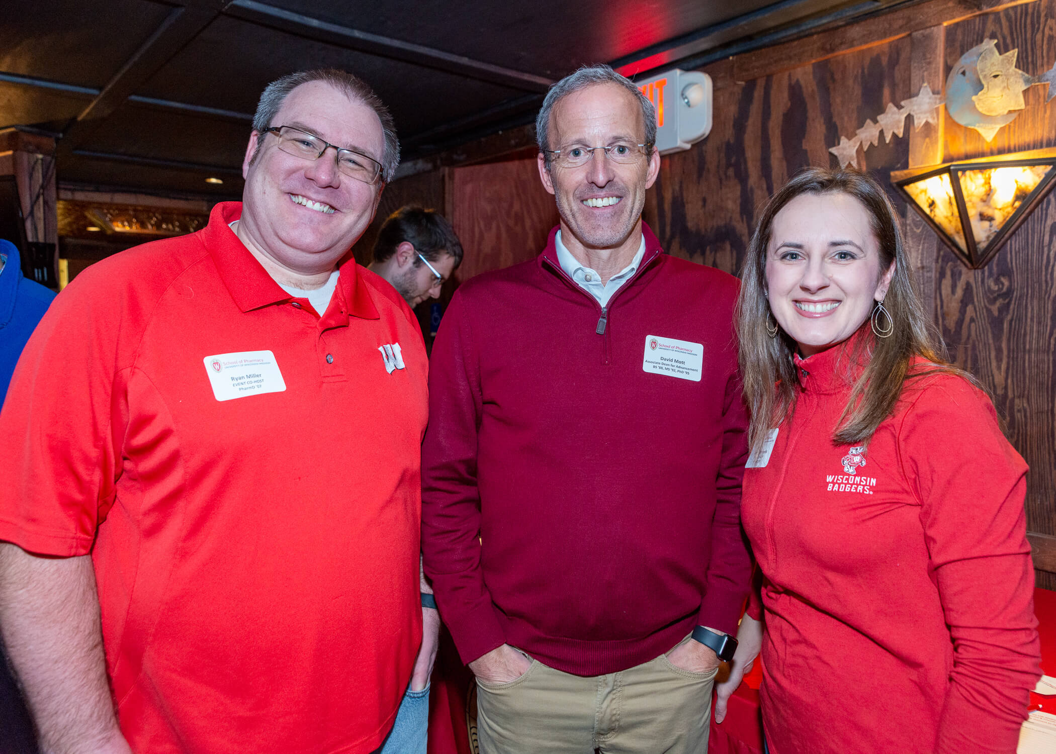 Co-hosts of the Pharmacy Alumni Event: Pharm staff David Mott, alumni Ryan Miller, and Jenny Tempelis