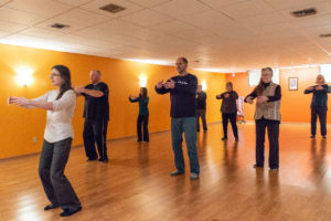 a tai chi class taught by Rachel Sandretto