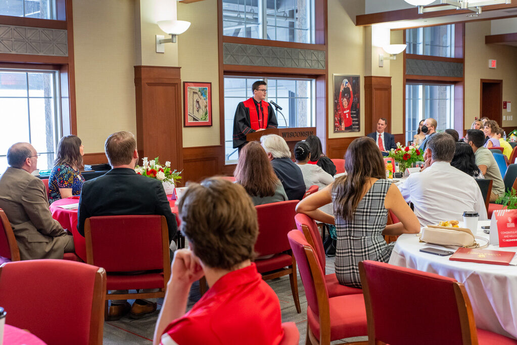 PharmTox Student speaking at the podium