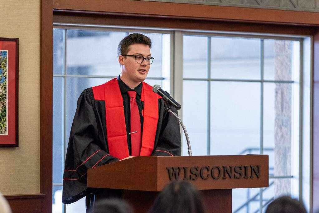 PharmTox student speaking at the podium