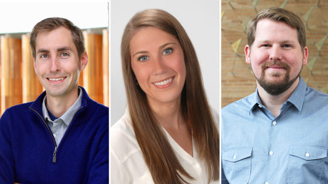 headshots of Cody Wenthur, Natalie Schmitz, and Jason Peters