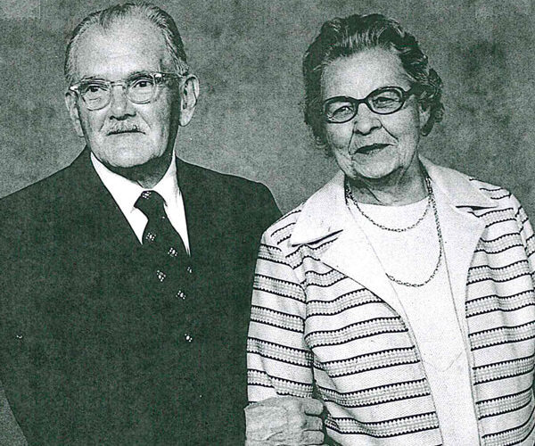 Black and white photo of Janis and Anna Apinis