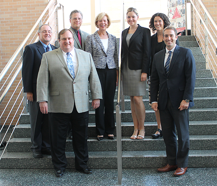 Pictured above: Back row, left-right: Melgardt de Villiers, professor (CHS) Pharmaceutical Sciences Division and Associate Dean for Academic Affairs, Barry Gidal, professor (CHS) and Division Chair Pharmacy Practice Division, Senator Tammy Baldwin, Laurel Legenza, Comparative Health System Global Pharmacy Fellow, Susanne Barnet, associate professor (CHS) Pharmacy Practice Division. Front row, left-right: Dean Steven Swanson, Warren Rose, associate professor (CHS) in the Pharmacy Practice Division.