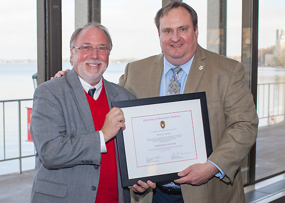Citation recipient Brian Jensen with Dean Steve Swanson