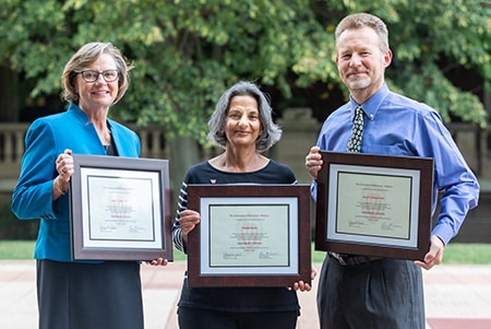 Citation award winners Sue Sutter, Nivedita Pandit, and Bruno Hancock pose together for a photo