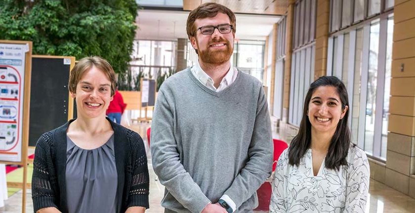 2017 Discovery Challenge winners. From left: Sarah Neuman, Ryan Clark, Naomi Biok Not pictured: Qinjingwen Cao