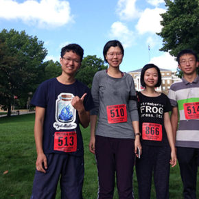 L-r: Representing both pharmaceutical and social and administrative sciences, Xiaolei Li, Niying Li, Jinshan Xie, and Xin Yao completed the Doctoral Derby.