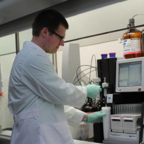 John Feltenberger working in the lab