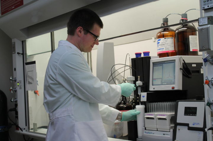 John Feltenberger working in the lab