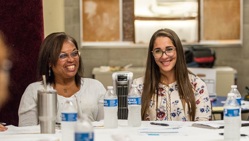 Eva Vivian and Beatriz Jimenez Cadilla at Peers Empowering Peers training at Cavalry Baptist Church in Milwaukee.