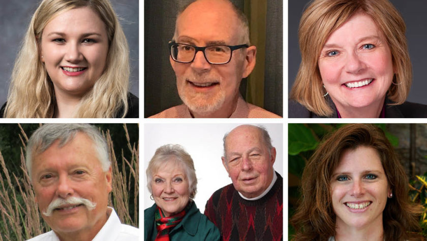 portraits of Amanda Hafer, Steve Bartz, Susan Kleppin, Thomas Blumenberg, Janet and James Hemmen, and Julie Dagam