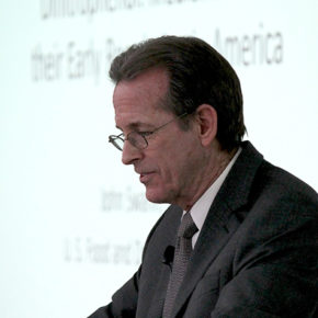 John Swann speaking at the School of Pharmacy as part of the Go Big Read event series.