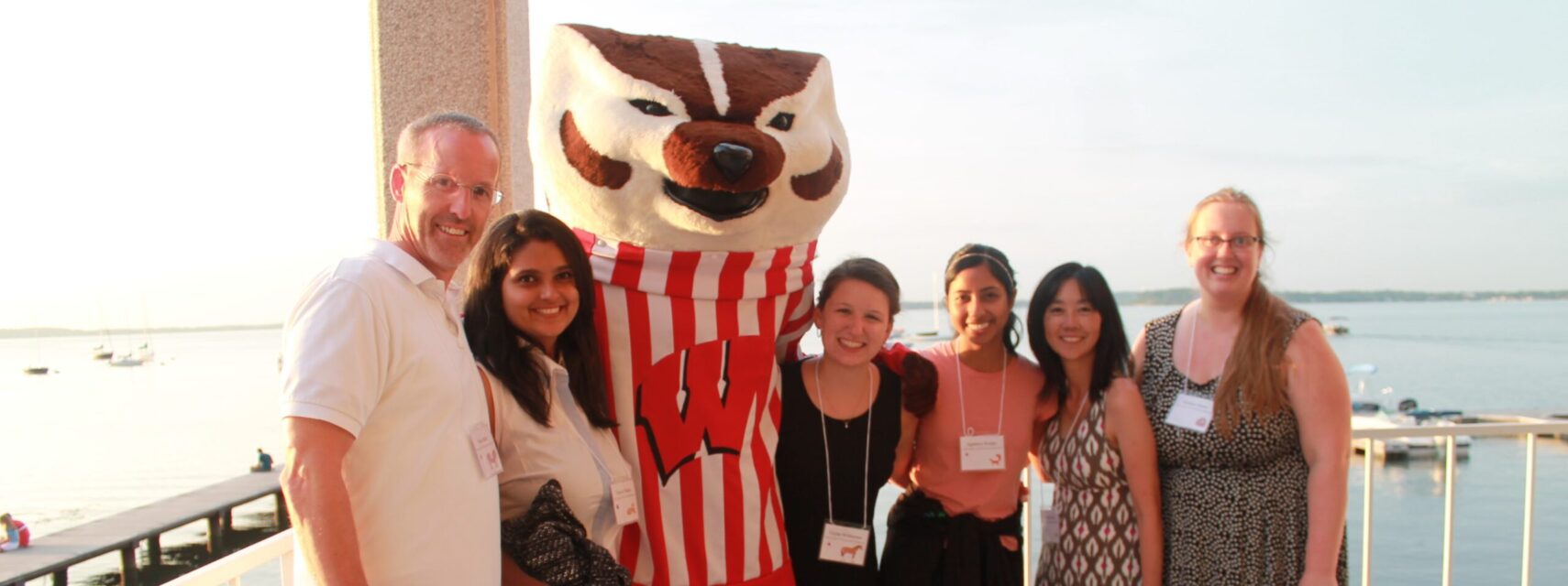 HSRP staff together with Bucky Badger on the terrace