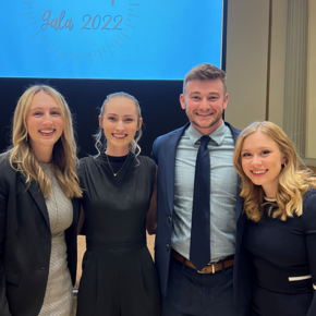 Group photo of Emily LaMonte, Abbey Woodward, Austin Stark, and Taylor Shufelt